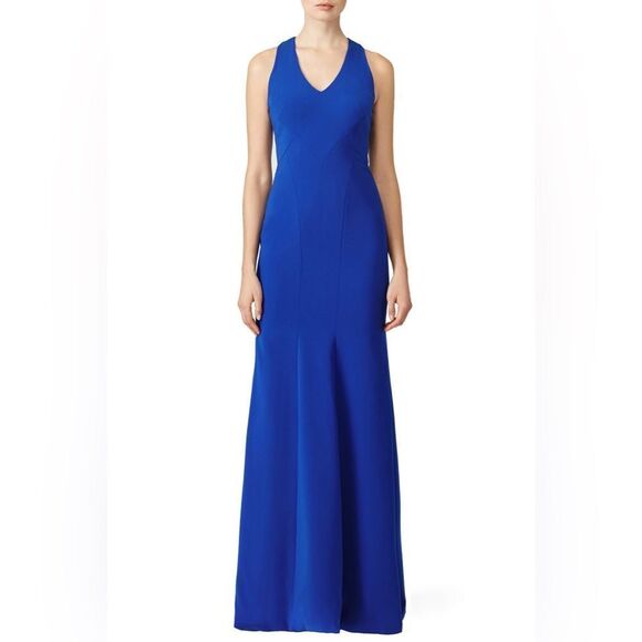 Theia Cobalt Smooth Mermaid Gown - Picture 1 of 14